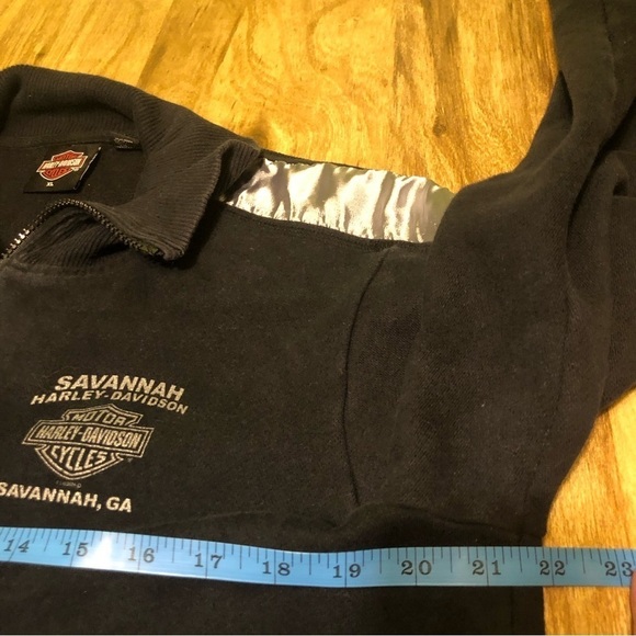Y2K 2005 Harley Davidson Shiny Silver Stripe Sleeves Full Zip Sweatshirt XL - Picture 5 of 8